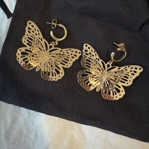 Vintage style Gold Butterfly Earrings